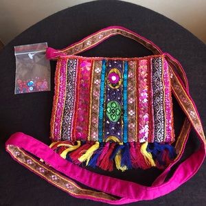 Boho Sequin and Beaded Bag with Tassels